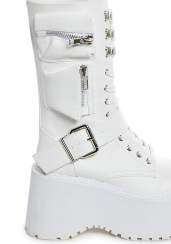 Obsidian Platform Zip-Up Boots - White