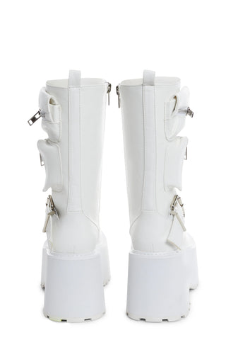 Obsidian Platform Zip-Up Boots - White