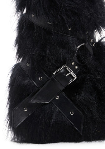 Low Wild Instincts Faux Fur Platform Boots - Black