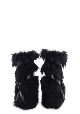 Low Wild Instincts Faux Fur Platform Boots - Black