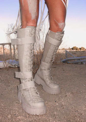 Low Traitor Knee High Boots - Light Gray