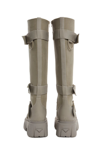 Low Traitor Knee High Boots - Light Gray