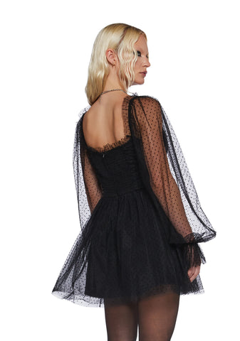 Heavenly Affair Babydoll Dress - Black Swiss Dot