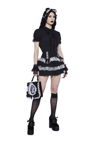 Coveted Darling Poplin Blouse - Black