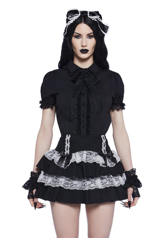 Coveted Darling Poplin Blouse - Black