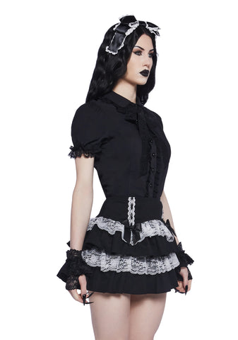 Coveted Darling Poplin Blouse - Black