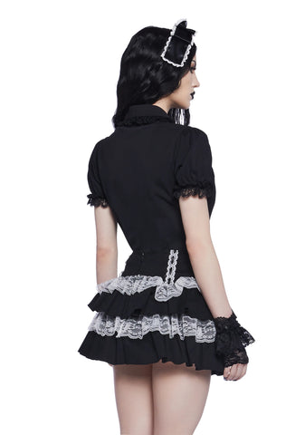 Coveted Darling Poplin Blouse - Black