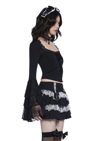 Haunted Grace Long Sleeve Top - Black