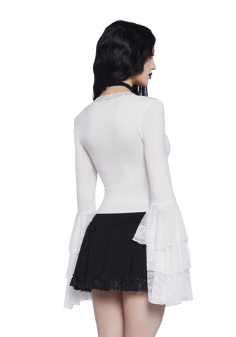 Haunted Grace Long Sleeve Top - White