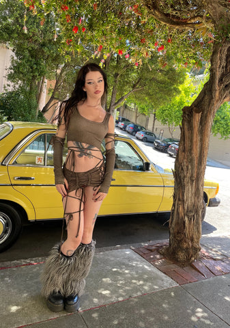 Downbeat Lace-Up Micro Skirt