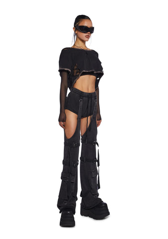 Downbeat Micro Shorts With Removable Chaps