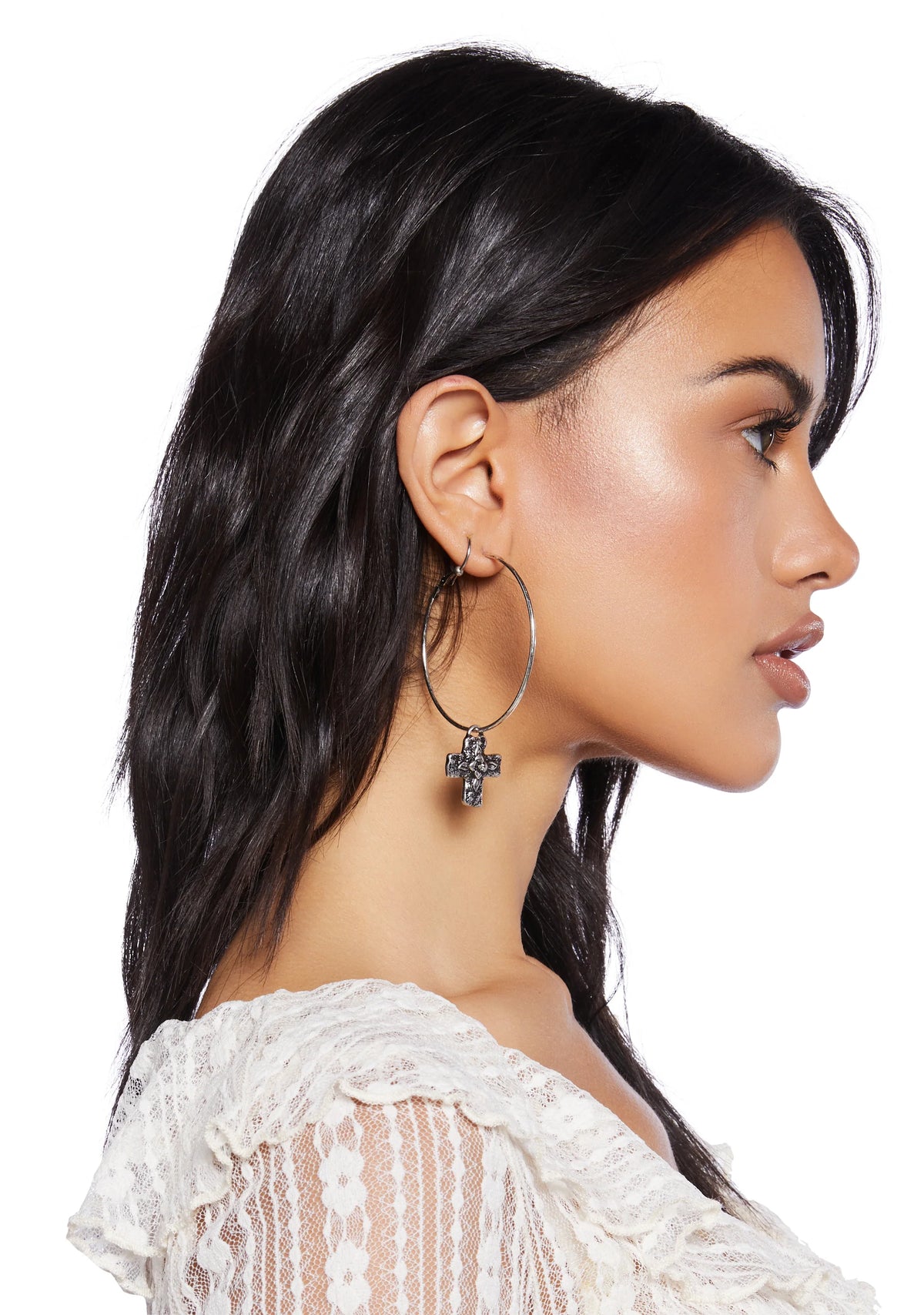 Nightshade Cross Hoop Earrings