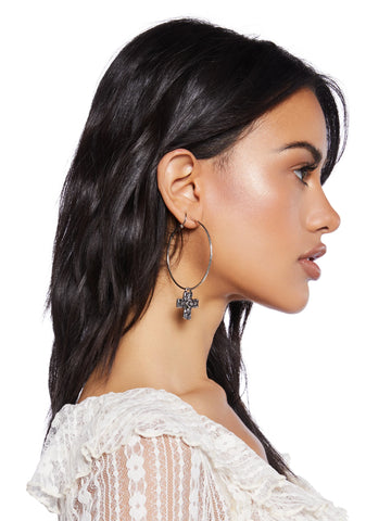 Nightshade Cross Hoop Earrings