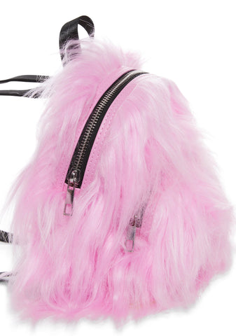 Case Of The Grumpies Fuzzy Backpack - Pink