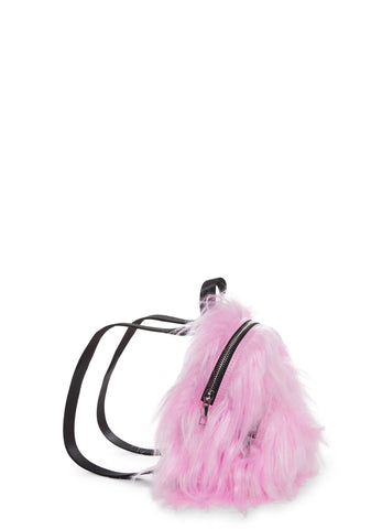 Case Of The Grumpies Fuzzy Backpack - Pink