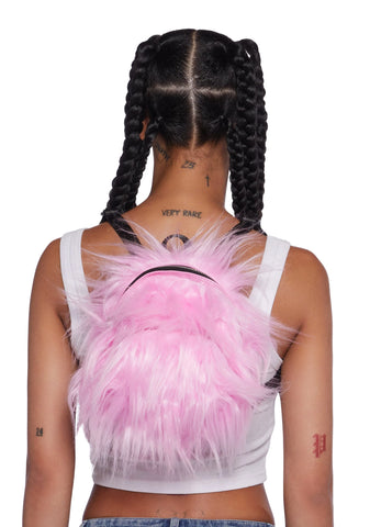 Case Of The Grumpies Fuzzy Backpack - Pink
