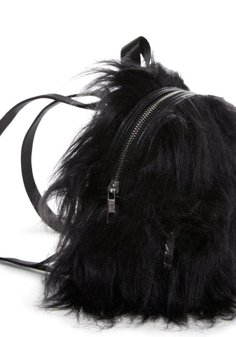 Case Of The Grumpies Fuzzy Backpack - Black