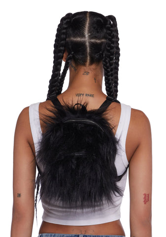 Case Of The Grumpies Fuzzy Backpack - Black