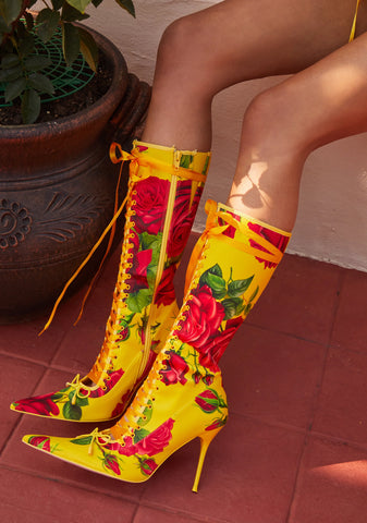 Scandalous Seduction Heeled Boots - Yellow
