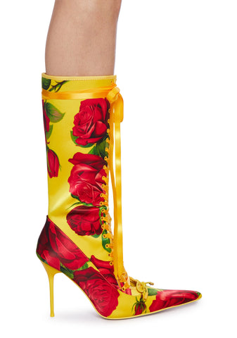 Scandalous Seduction Heeled Boots - Yellow