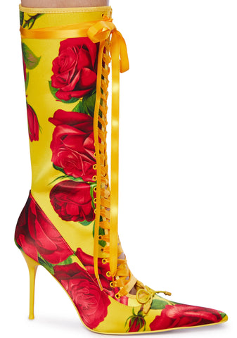 Scandalous Seduction Heeled Boots - Yellow