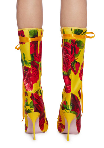 Scandalous Seduction Heeled Boots - Yellow