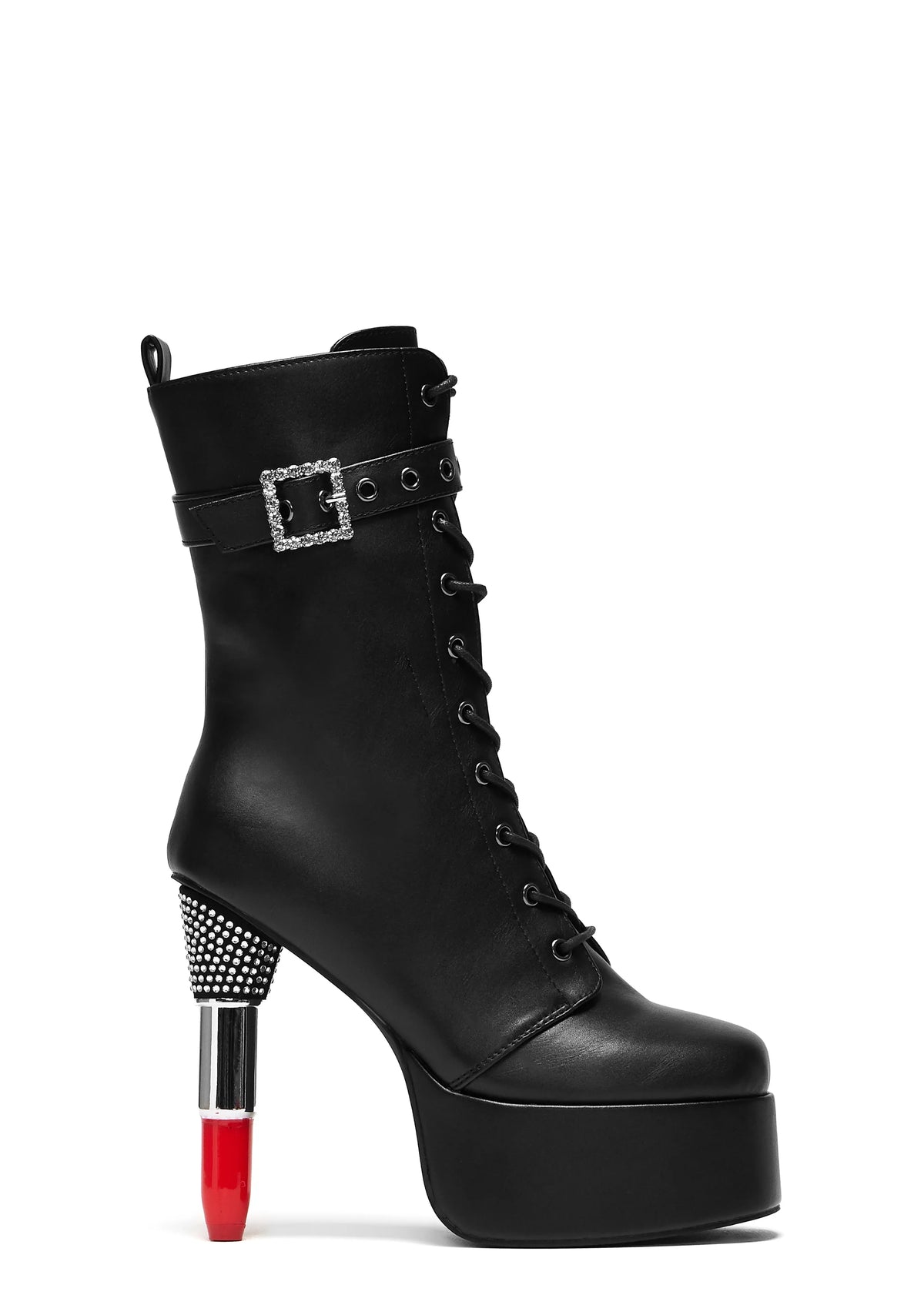 X Rocky Horror Show Thrill Me Lipstick Heeled Boots - Black