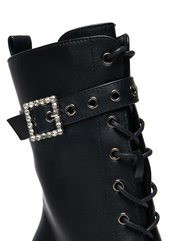 X Rocky Horror Show Thrill Me Lipstick Heeled Boots - Black