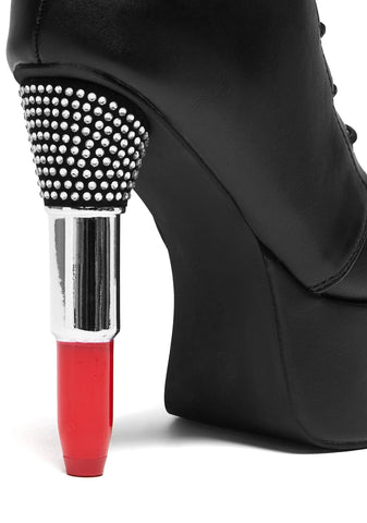 X Rocky Horror Show Thrill Me Lipstick Heeled Boots - Black