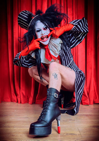 X Rocky Horror Show Thrill Me Lipstick Heeled Boots - Black