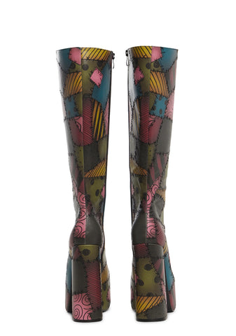 Stitched-Up Style Platform Boots