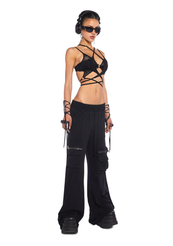 Downbeat Washed Cargo Pants - Black