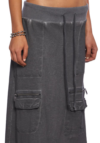 Downbeat Maxi Cargo Skirt - Black