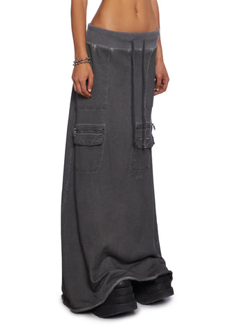 Downbeat Maxi Cargo Skirt - Black