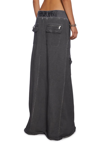 Downbeat Maxi Cargo Skirt - Black