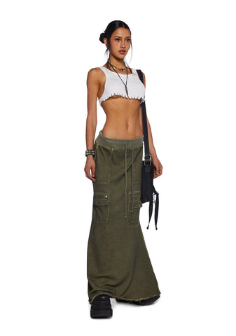 Downbeat Maxi Cargo Skirt - Green