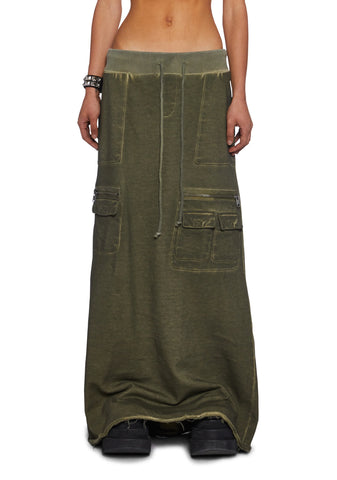 Downbeat Maxi Cargo Skirt - Green
