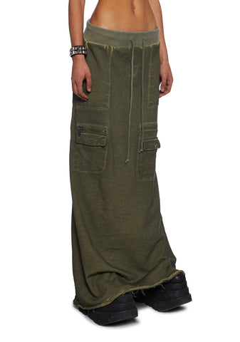 Downbeat Maxi Cargo Skirt - Green