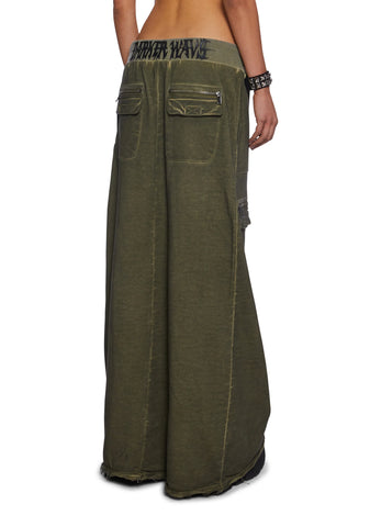 Downbeat Maxi Cargo Skirt - Green