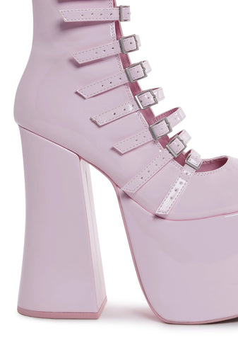 Hardcore Dazzle Platform Boots - Pink