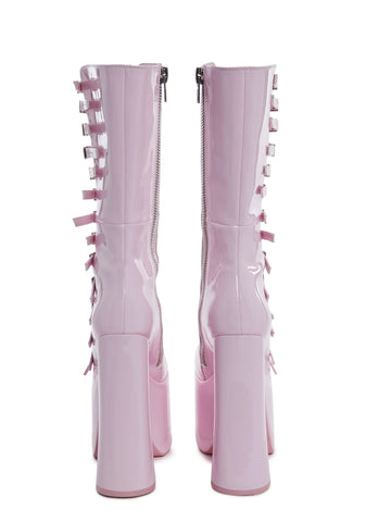 Hardcore Dazzle Platform Boots - Pink