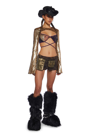 Apocalyptic Rodeo Sequin Shrug - Gold