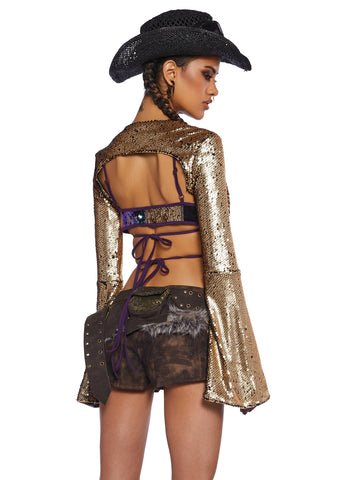 Apocalyptic Rodeo Sequin Shrug - Gold