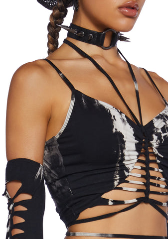 Sunset Trippy Top And Gloves Set - Black