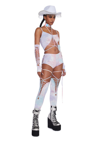 Sunset Trippy Top And Gloves Set - Pink