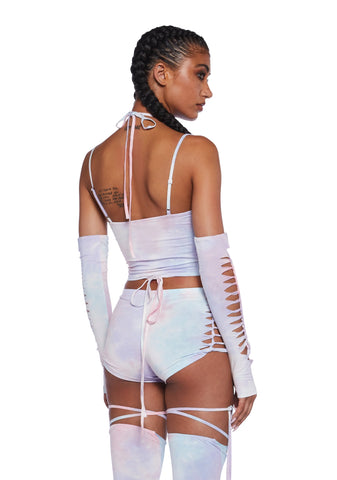 Sunset Trippy Top And Gloves Set - Pink