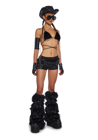 Icy Revival Faux Fur Top - Black