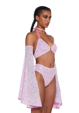 Dazzling Daydream Long Sleeve Crop Top - Pink