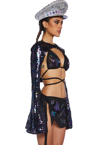 Apocalyptic Rodeo Sequin Shrug - Black