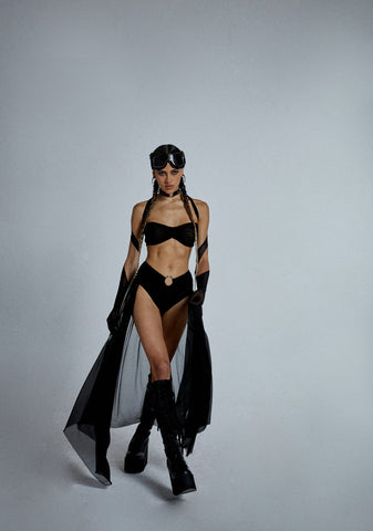 Heaven's Cataract Mesh Train Shorts - Black